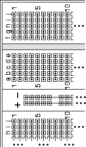 Internal connections among breadboard pins
