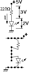 Circuit diagram: LED, fed through a resistor