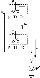 Circuit for 2 switches in parallel, one depressed