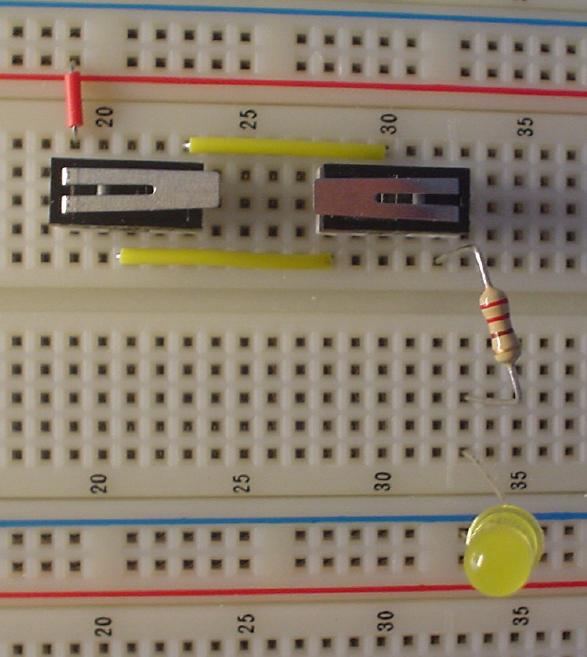 Photograph of XOR logic using two SPDT switches