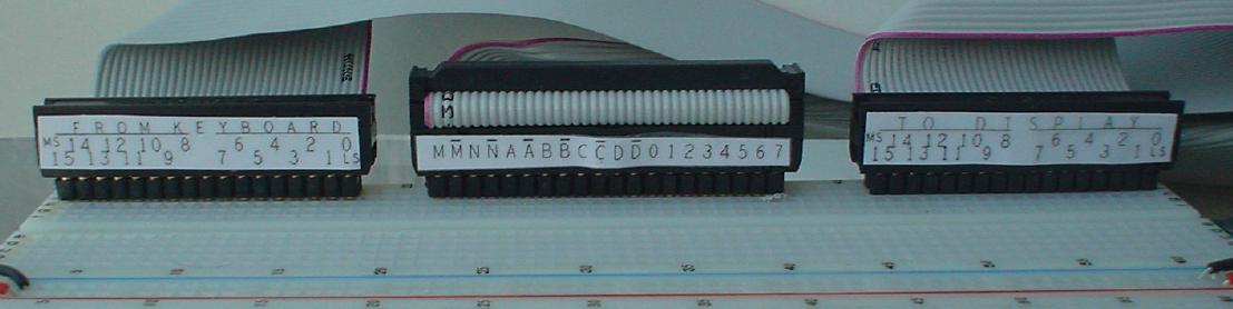 The new ribbon cables at their breadboard end