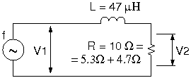 L-R low-pass filter under sine wave input
