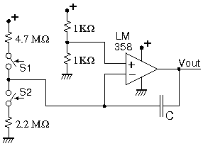 Integrator circuit using an LM358 op-amp